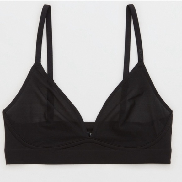 Aerie Smoothez sheer mesh lightweight Black Women's Bralette size S NWT - Picture 1 of 14
